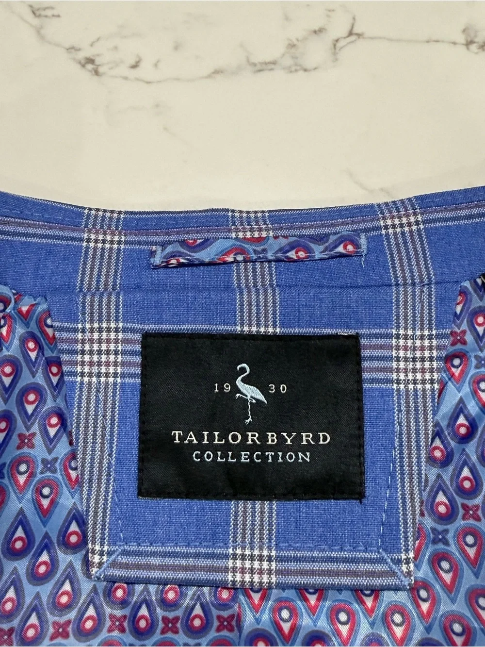 Tailorbyrd Collection Men’s Blazer 48L Blue Windowpane Sport Coat Stretch Jacket